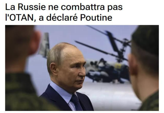 Vladimir Poutine déclare que “La Russie n'entrera pas en guerre avec l'OTAN, c'est un non-sens"